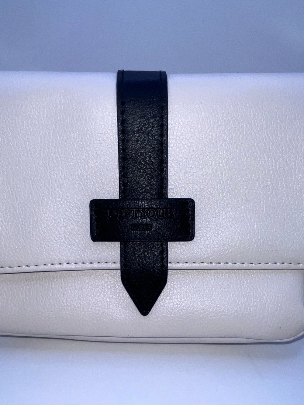 diptyque White Cosmetic Pouch with Black Strap Accent